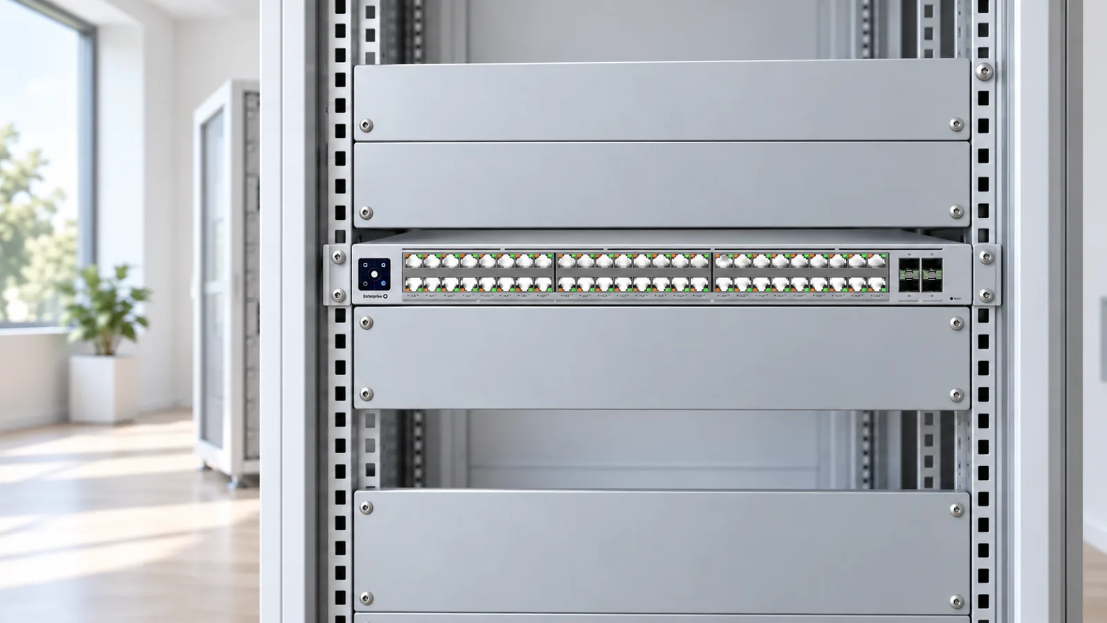 Switch Enterprise Campus 48 PoE i en ljus miljö (illustration)