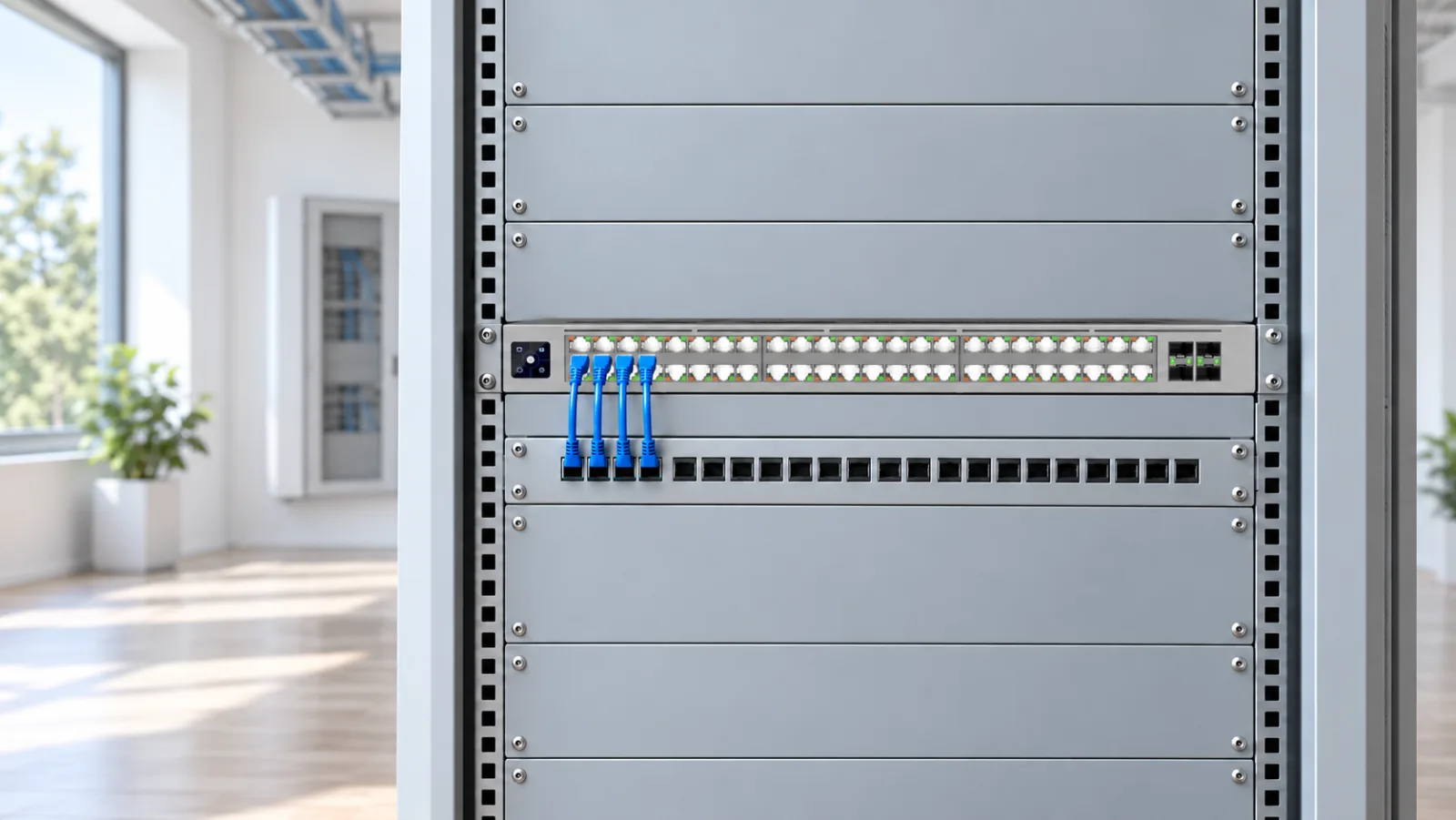 Switch Enterprise Campus 48S PoE i en ljus miljö (illustration)