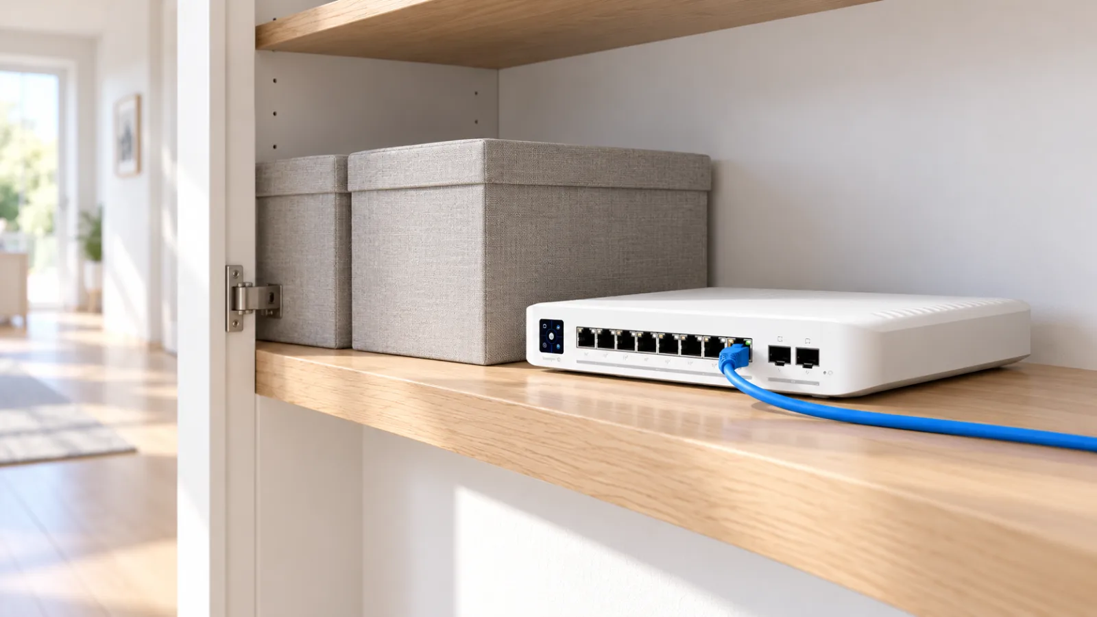 Switch Enterprise 8 PoE (Vintage) i en ljus miljö (illustration)