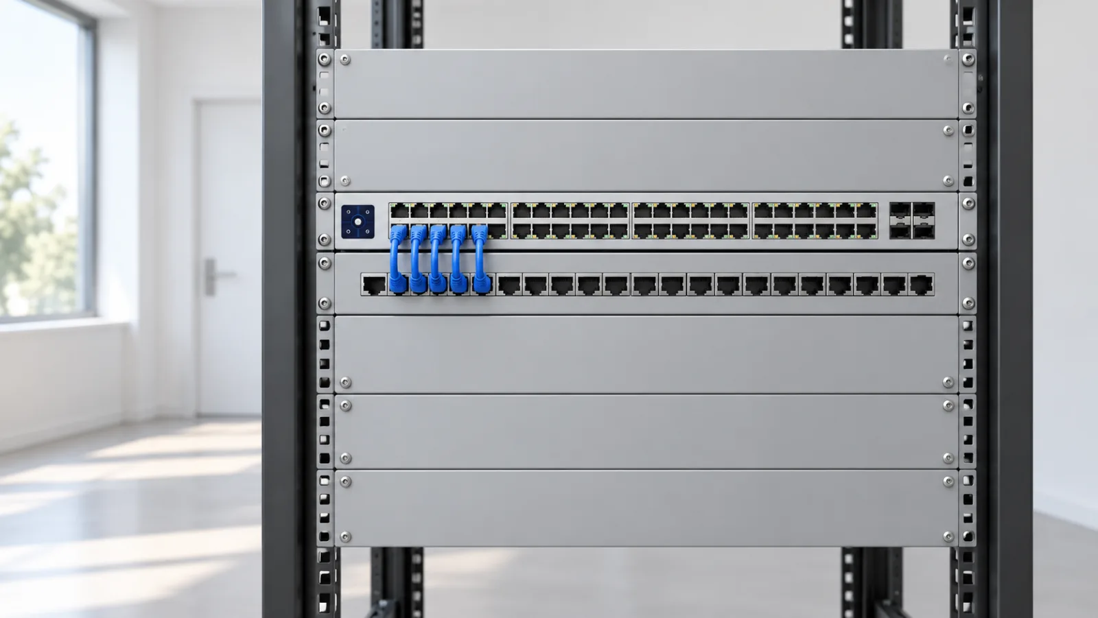 Switch Pro 48 PoE i en ljus miljö (illustration)