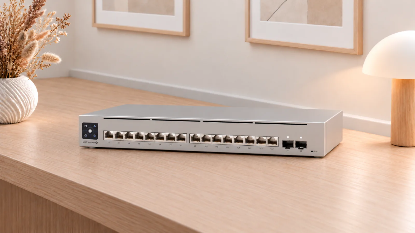 Switch Pro Max 16 PoE i en ljus miljö (illustration)
