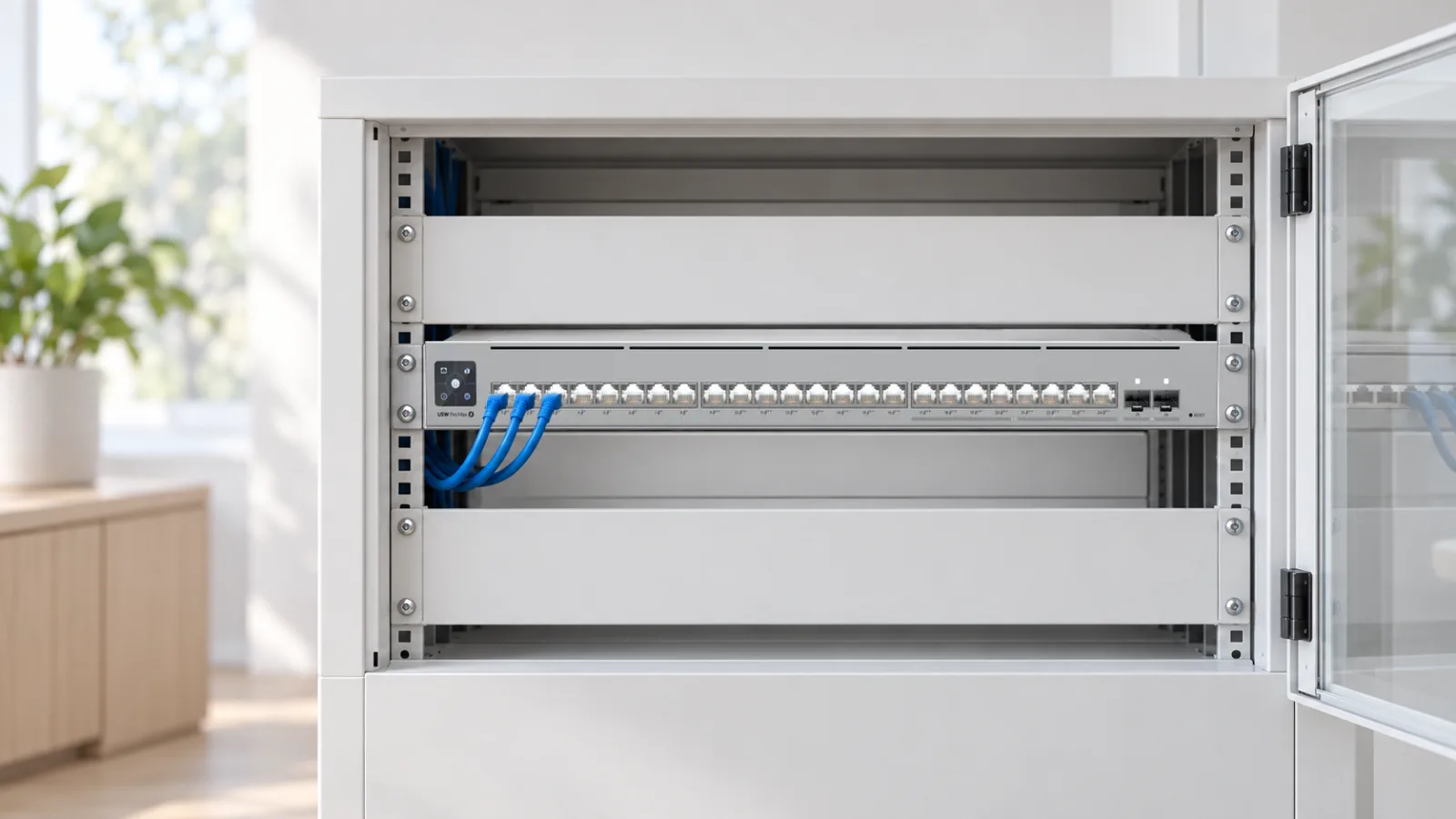 Switch Pro Max 24 PoE i en ljus miljö (illustration)