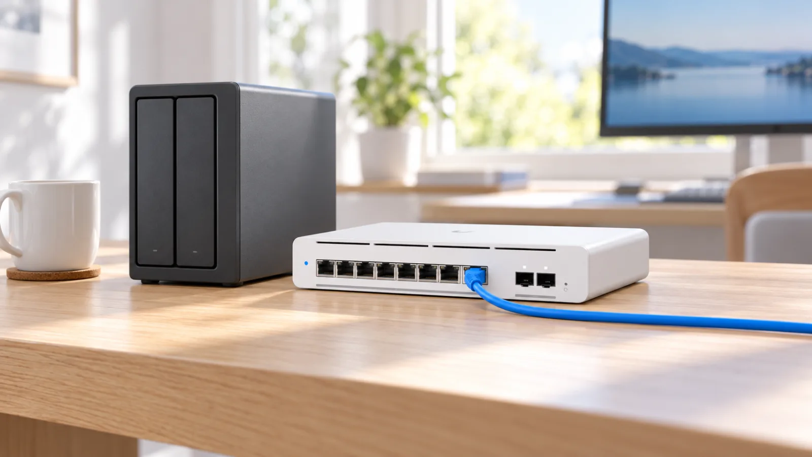 Switch Pro XG 8 PoE i en ljus miljö (illustration)